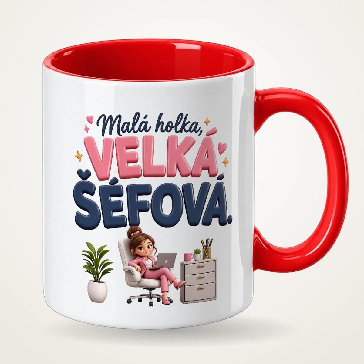 Hrnek s červeným uchem – Malá holka, velká šéfová