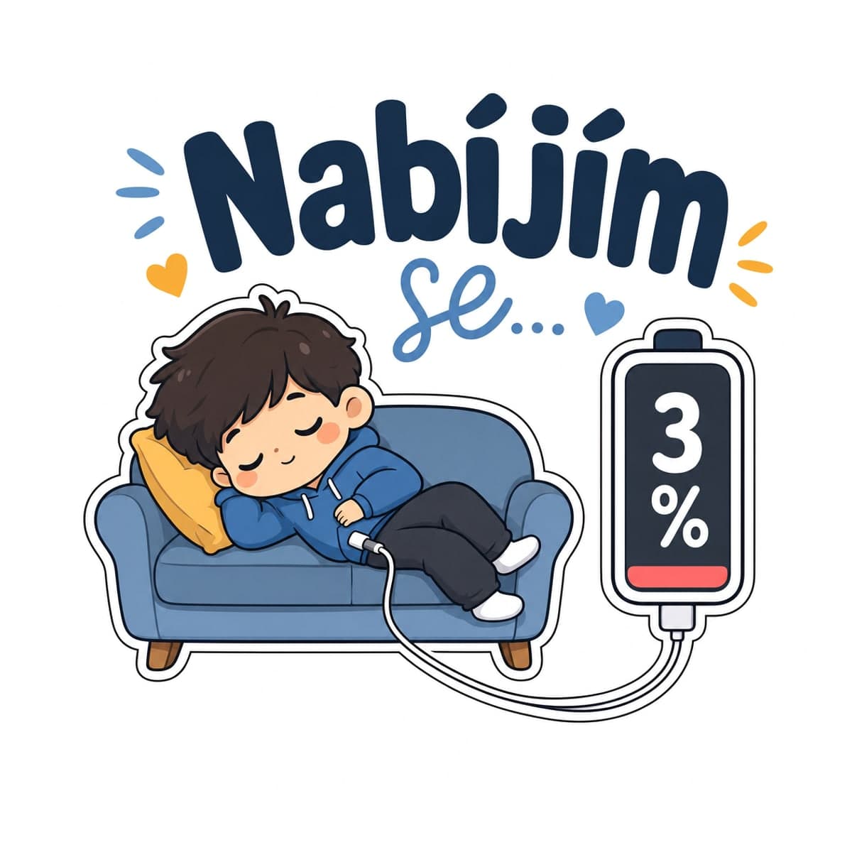 Hrnek s červeným uchem – Nabíjím se… 3 % 2