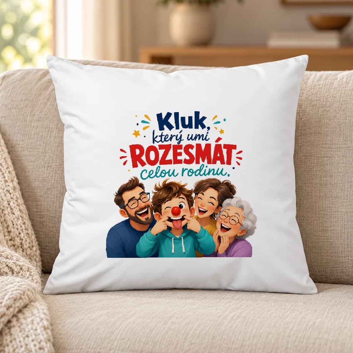 Polštář – Kluk, který umí rozesmát celou rodinu