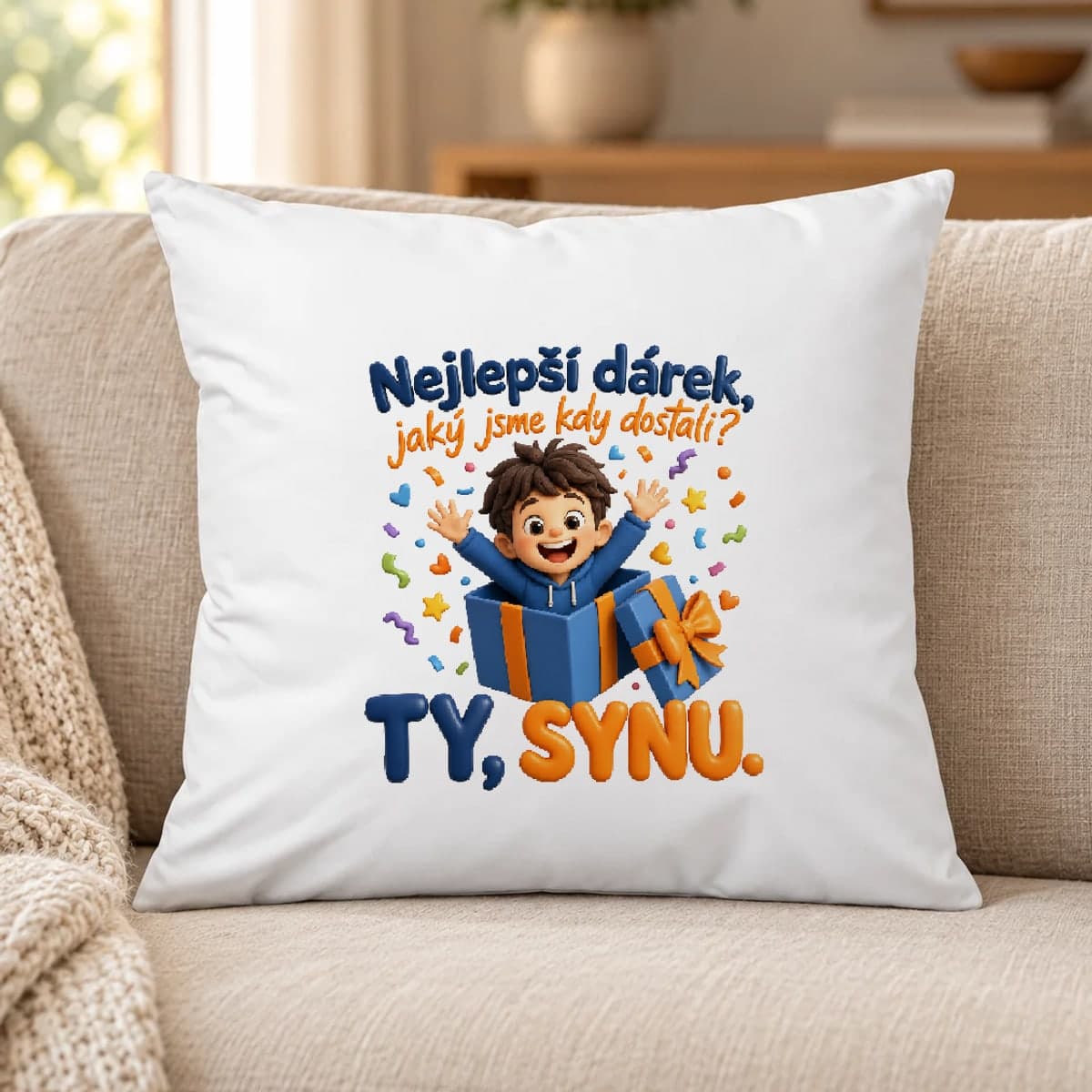 Polštář – Nejlepší dárek, jaký jsme kdy dostali? Ty, synu