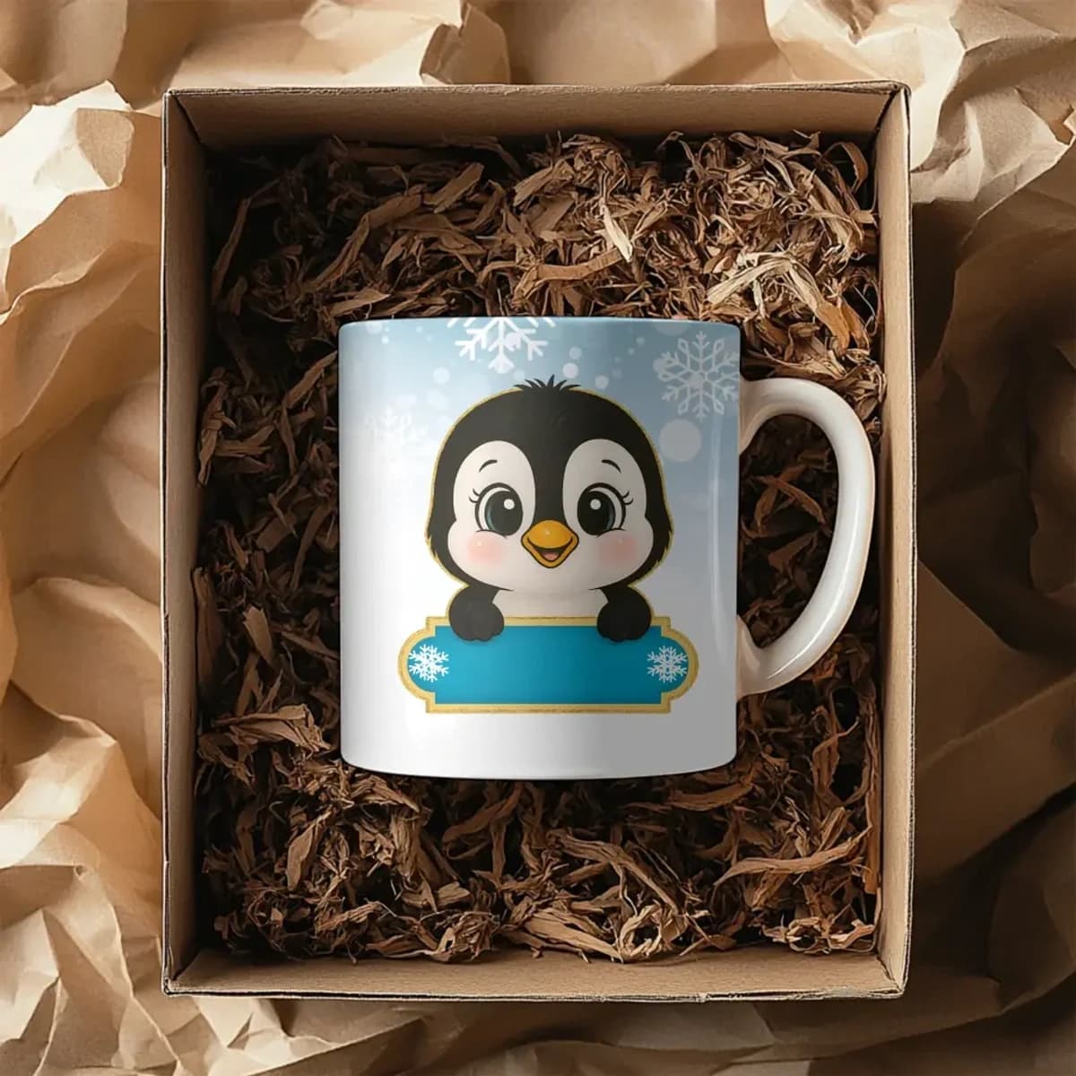 Personalizovaný vánoční hrnek s tučňákem – pro kluky