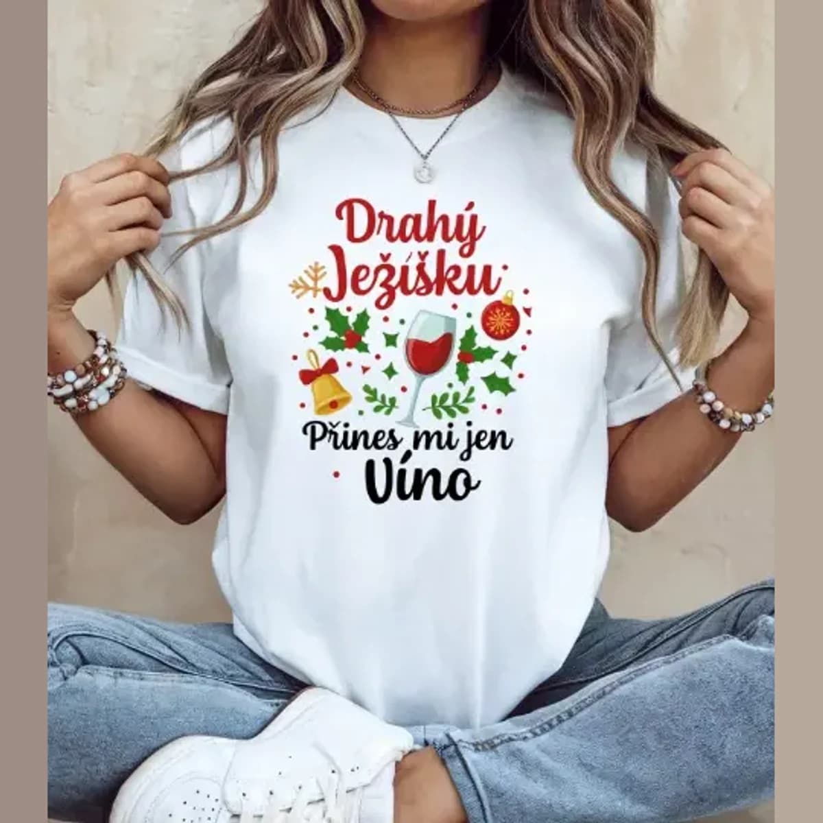 Vánoční tričko – Drahý Ježíšku, přines mi jen víno
