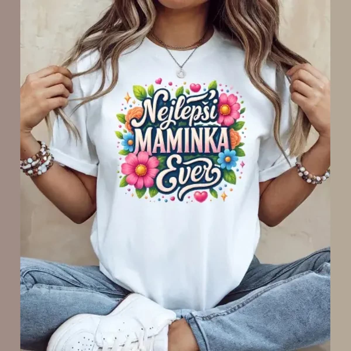 Nejlepší maminka ever – květinové tričko