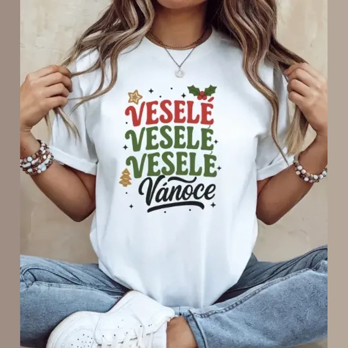 Veselé, veselé, veselé Vánoce – dámské vánoční tričko