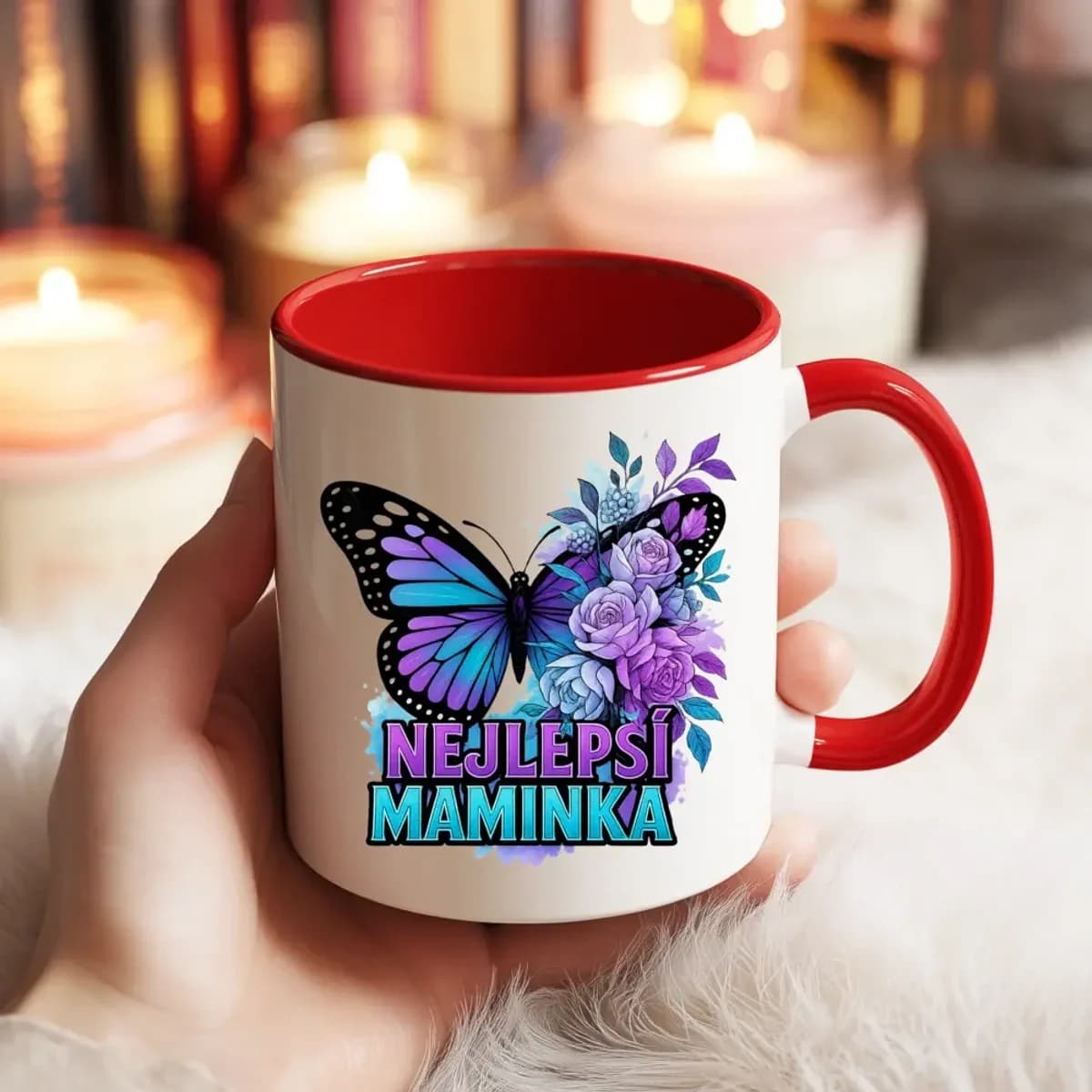 Hrnek Nejlepší maminka – motýl a květiny