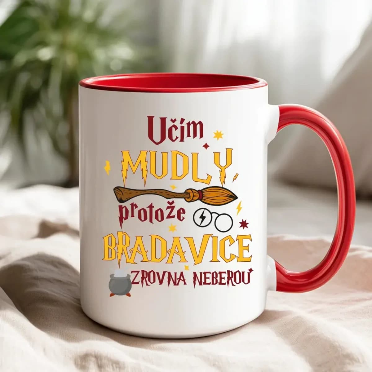 Hrnek Učím mudly, protože Bradavice zrovna neberou