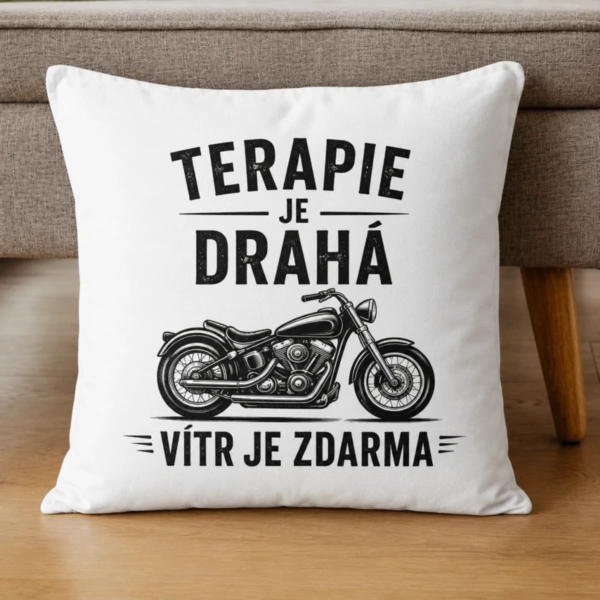 Dekorační polštář Terapie je drahá, vítr je zdarma