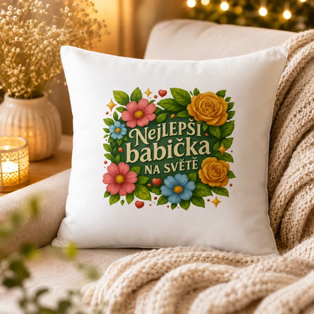 Dekorační polštář Nejlepší babička na světě