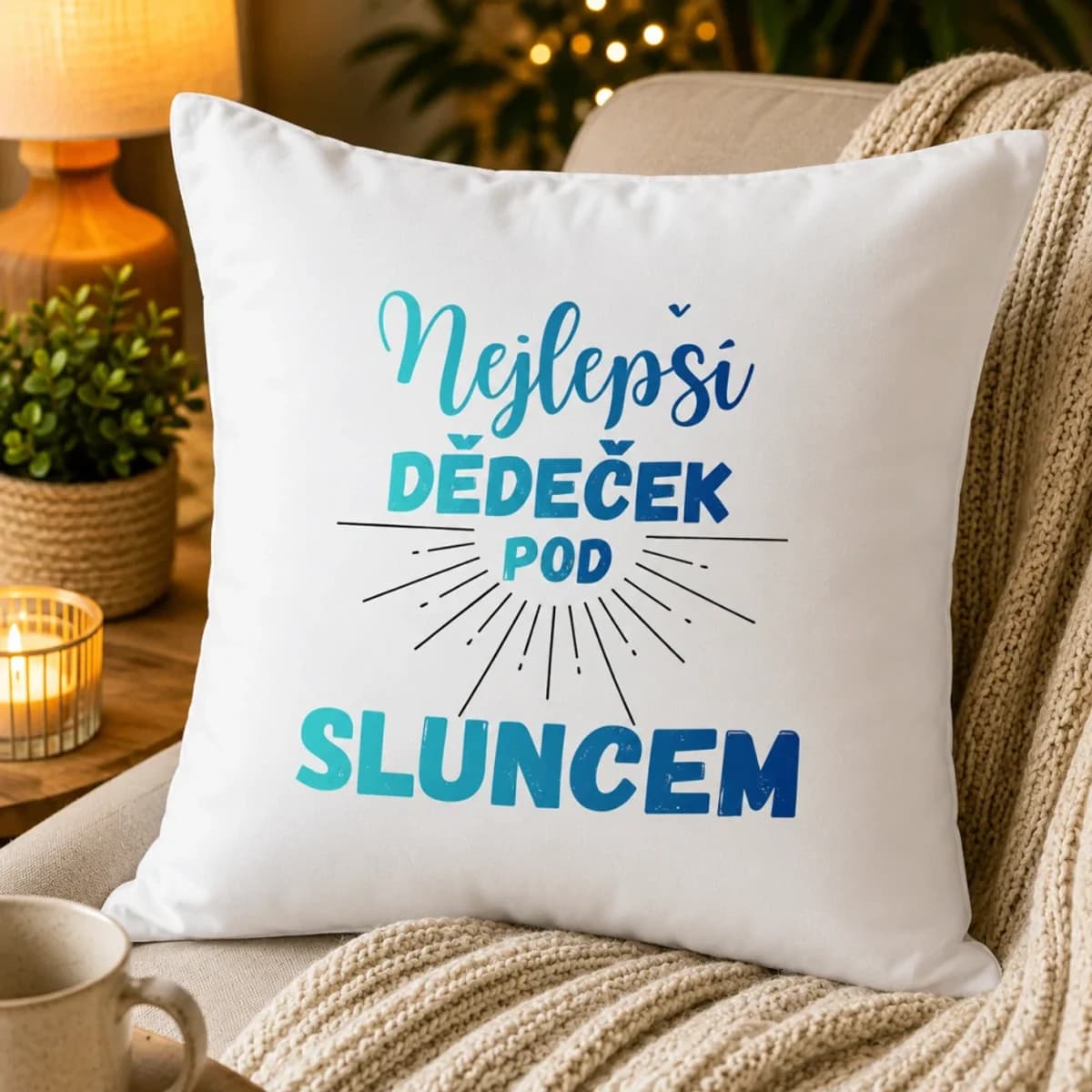 Dekorační polštář Nejlepší dědeček pod sluncem