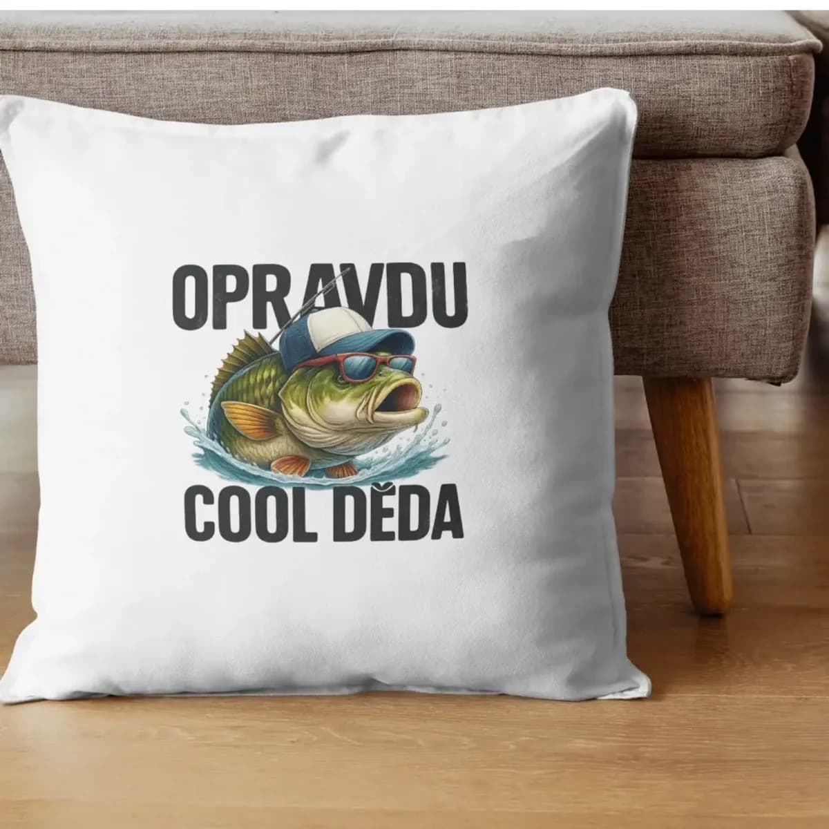 Polštář „Opravdu cool děda“ – rybářský motiv