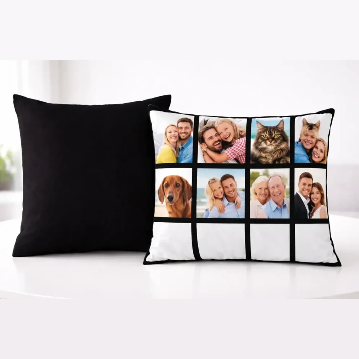 Fotopolštář s vlastními fotografiemi – čtvercový kolážový polštář 40×40 cm