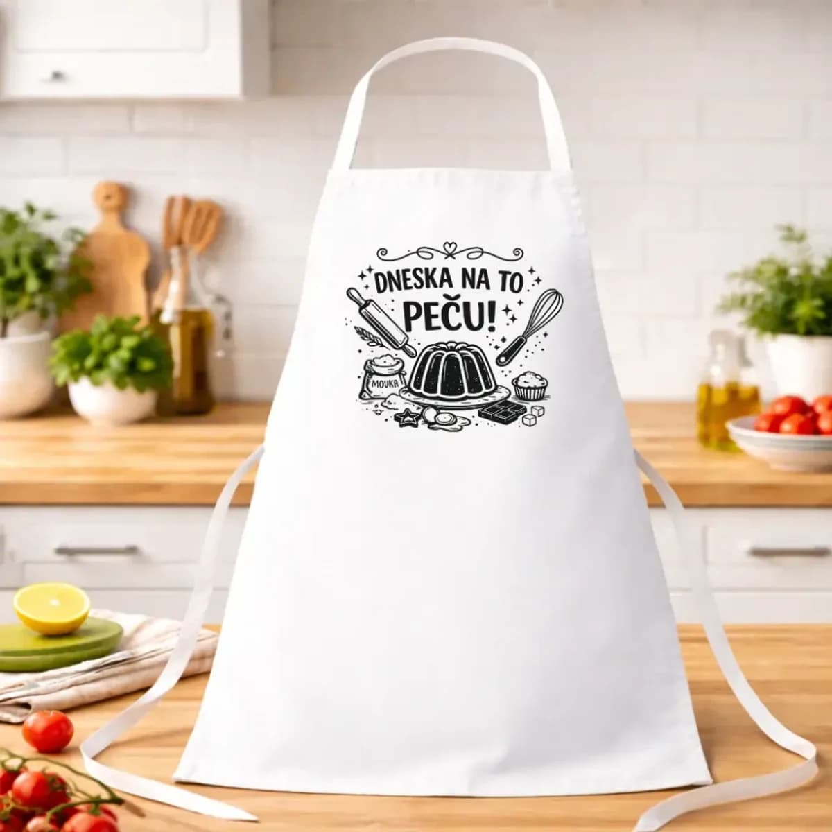 Kuchyňská zástěra „Dneska na to peču!“ – pro milovníky pečení