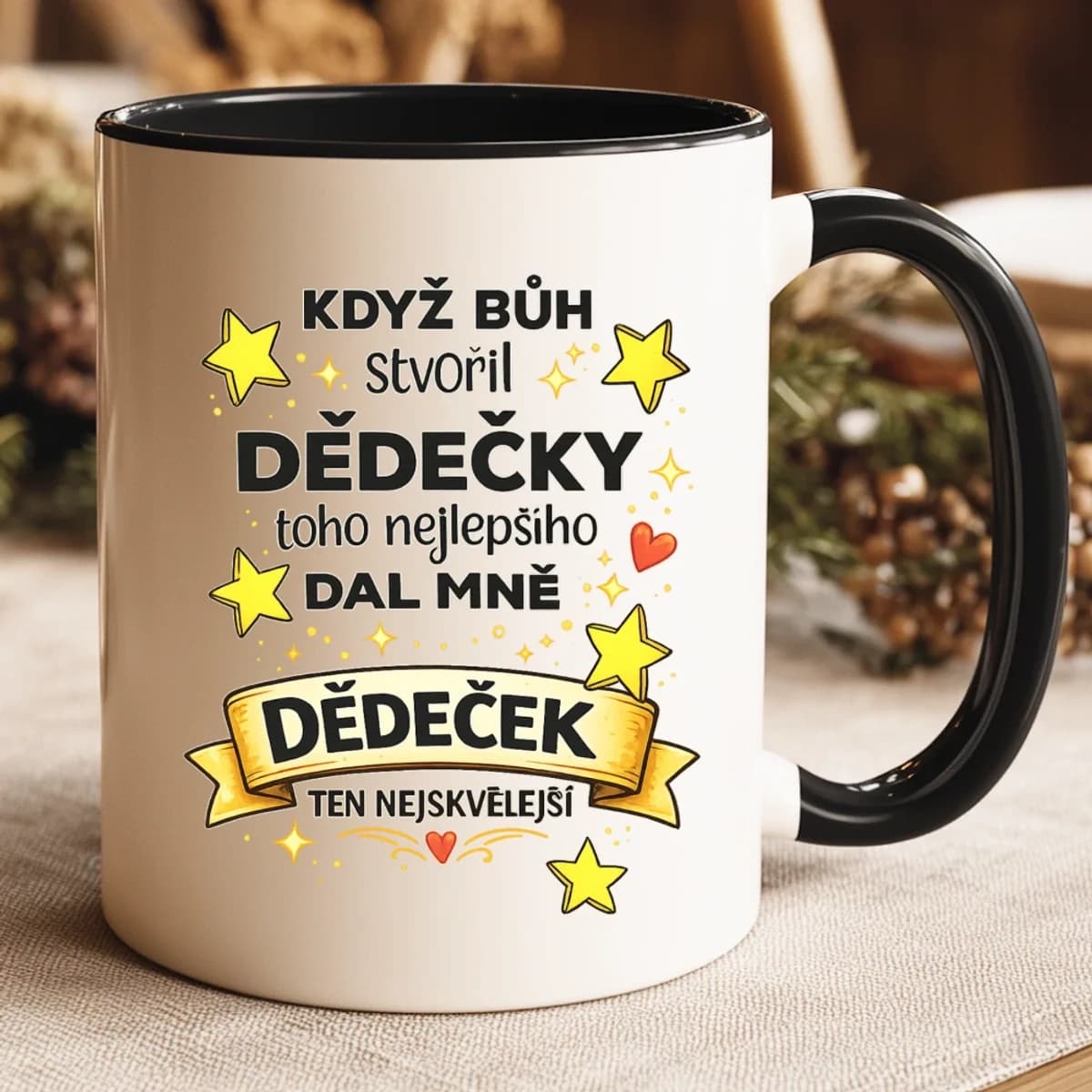 Keramický hrnek Když Bůh stvořil dědečky