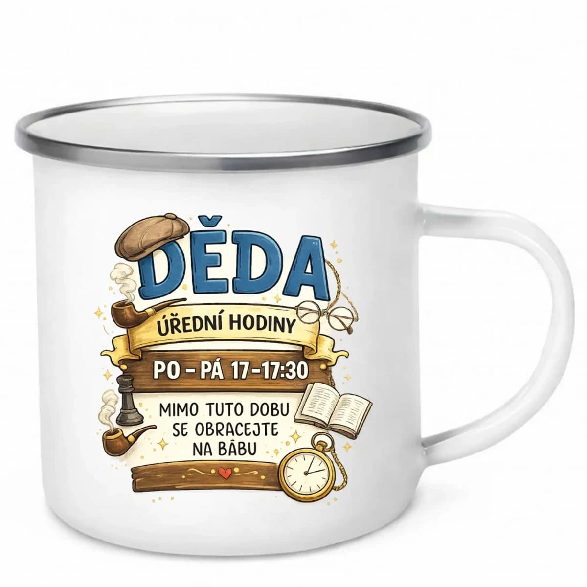 Smaltovaný hrnek – Děda, úřední hodiny