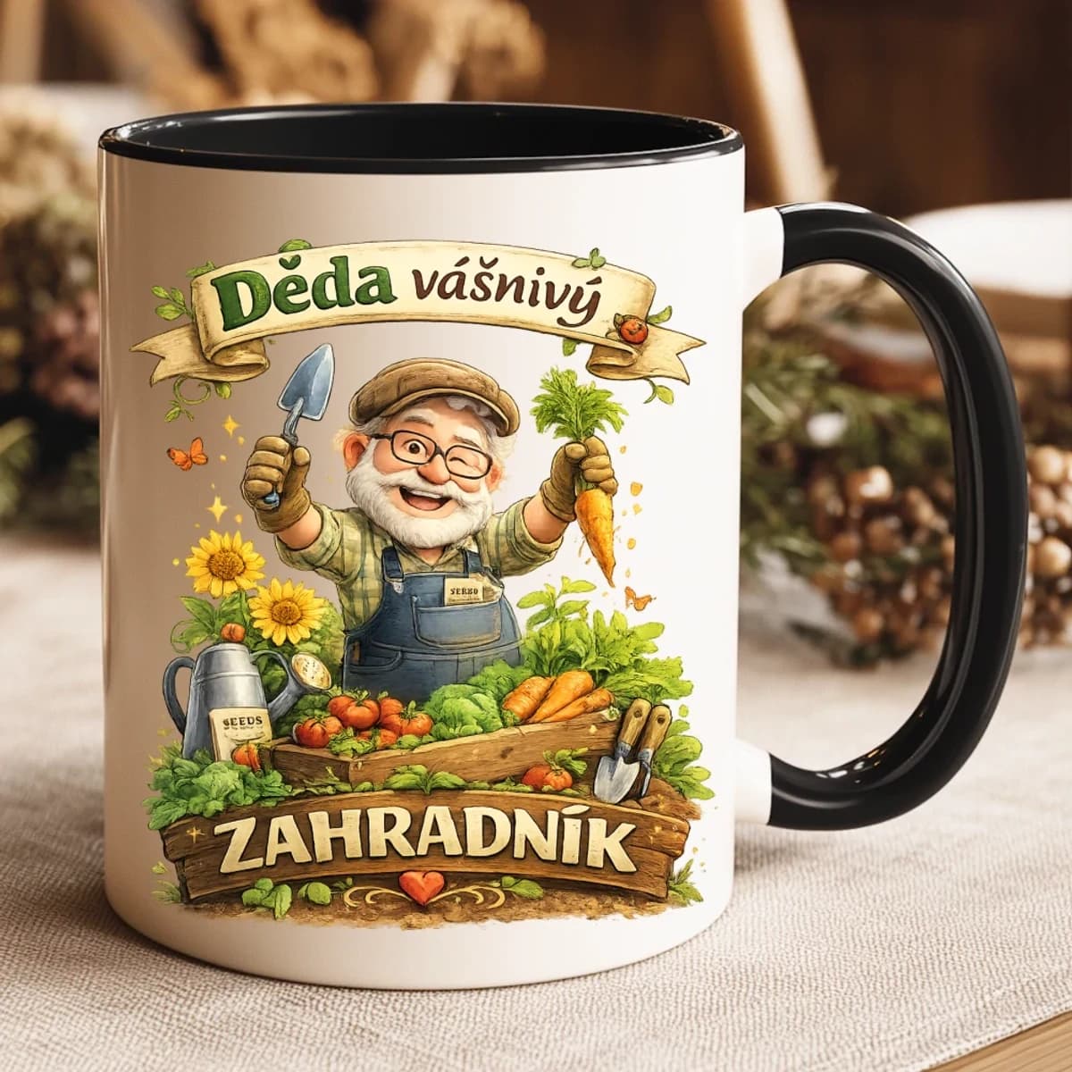 Keramický hrnek – Děda vášnivý zahradník