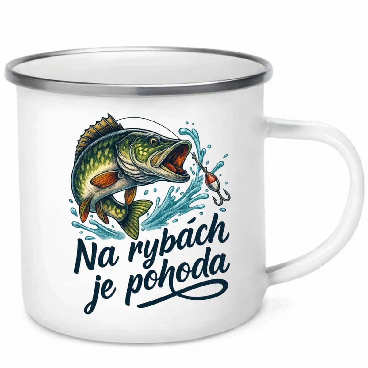 Smaltovaný hrnek Na rybách je pohoda