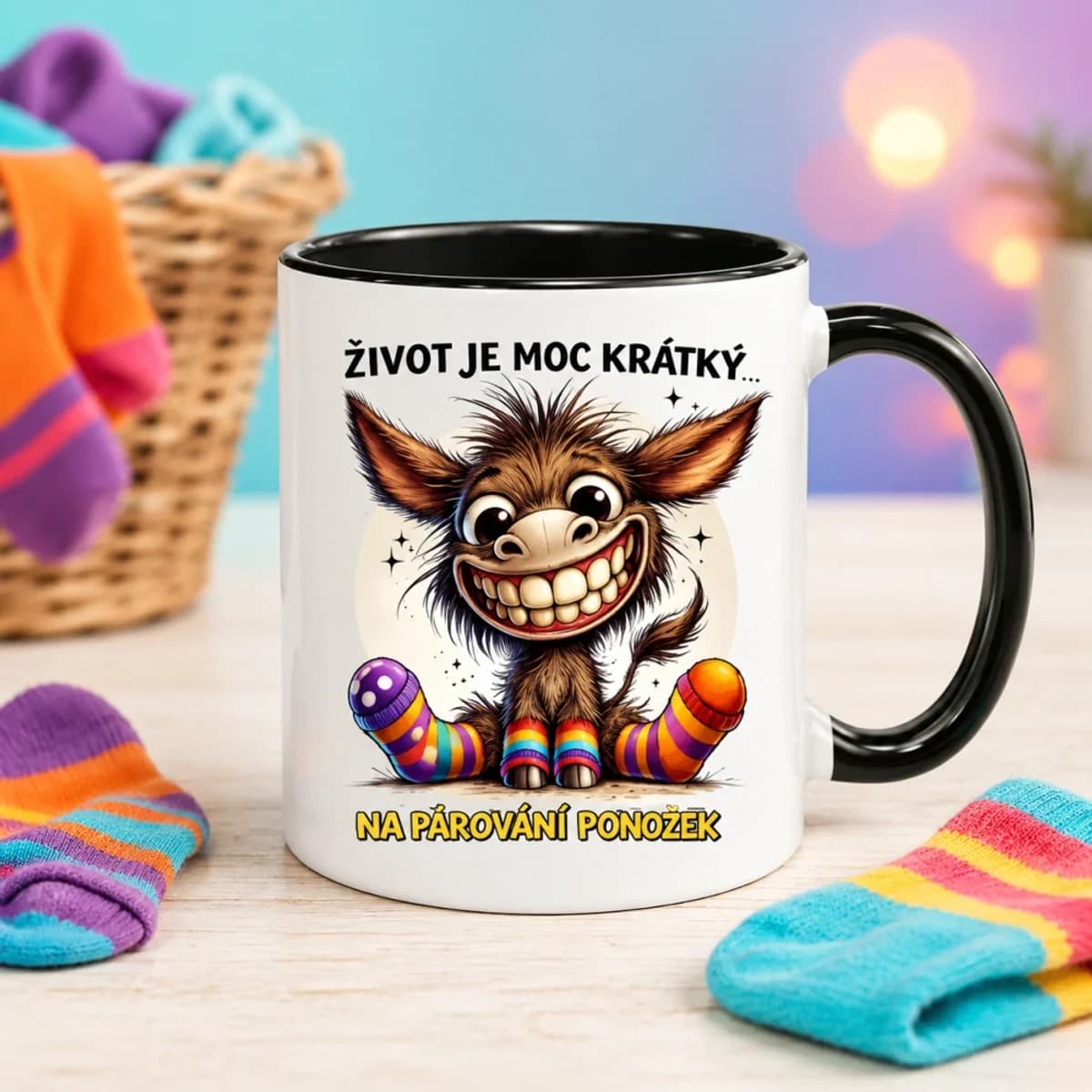 Hrnek Život je moc krátký na párování ponožek