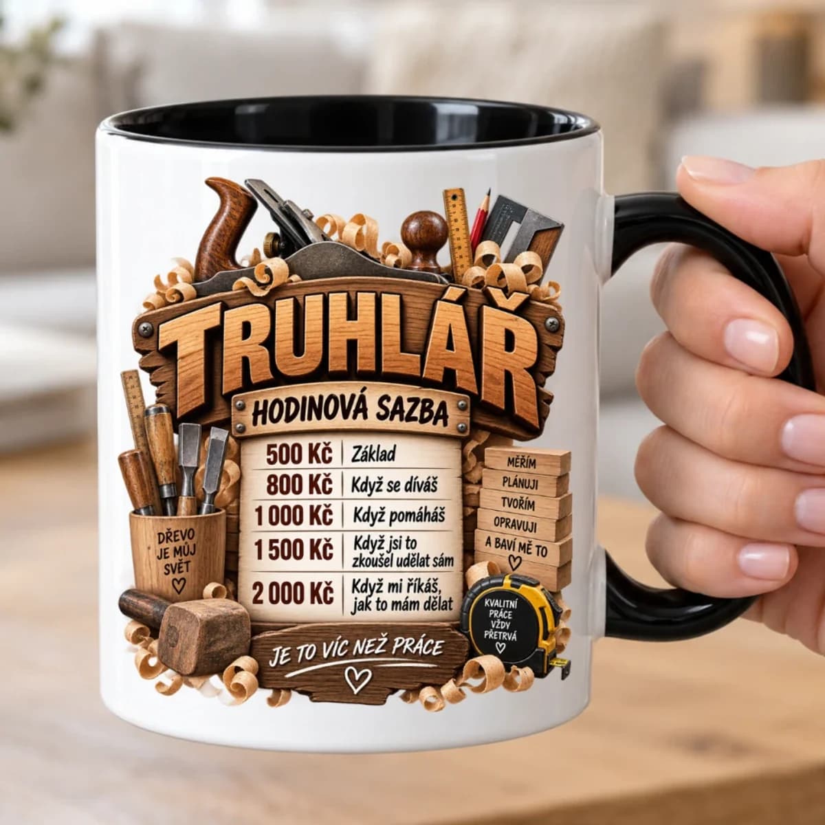 Vtipný hrnek pro truhláře – Hodinová sazba