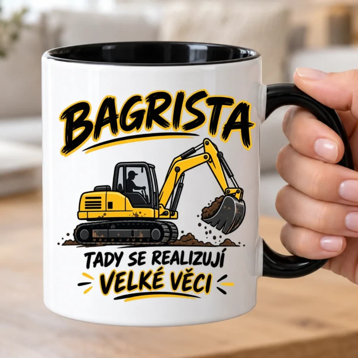 Hrnek pro bagristu – Tady se realizují velké věci