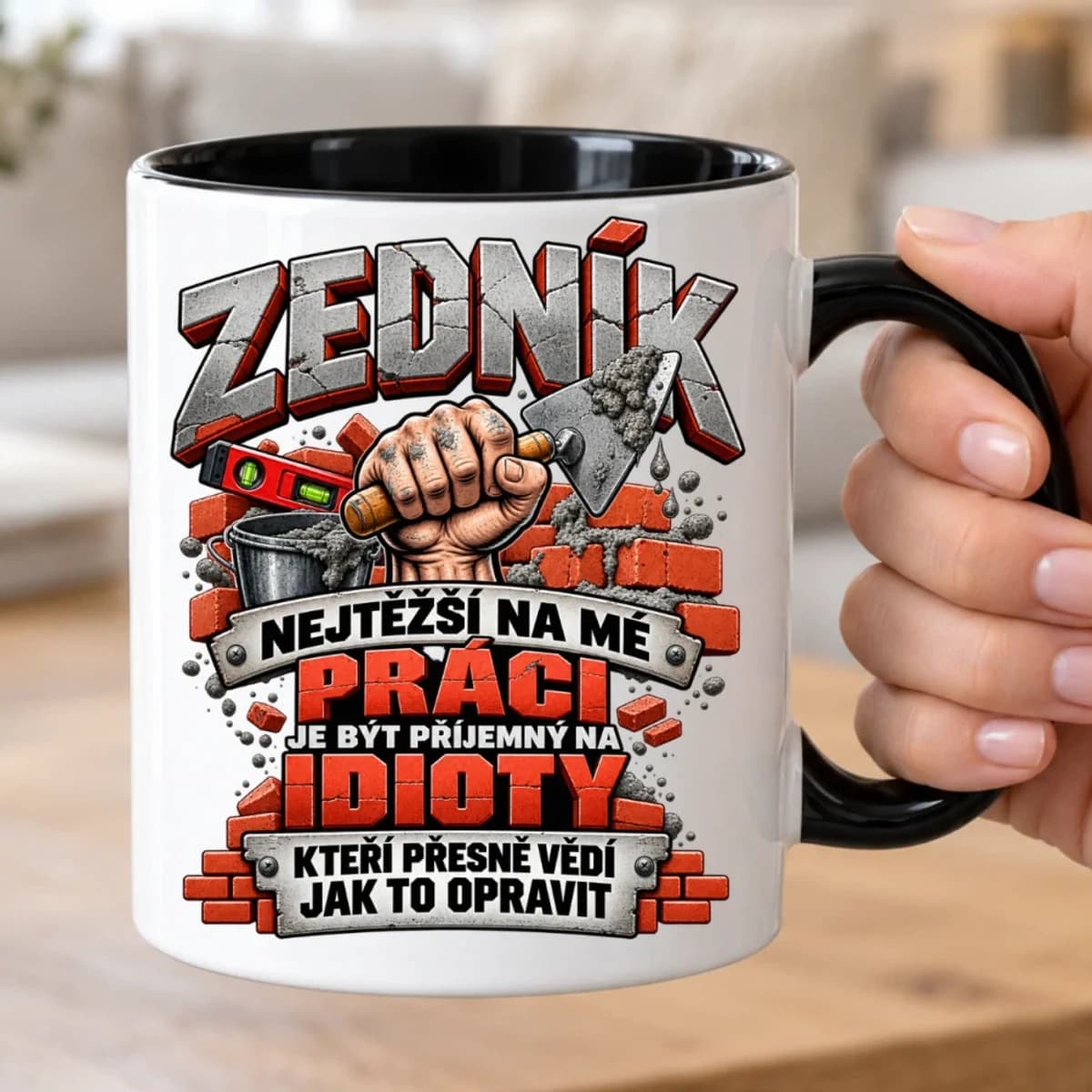 Vtipný hrnek pro zedníka – Nejtěžší na mé práci