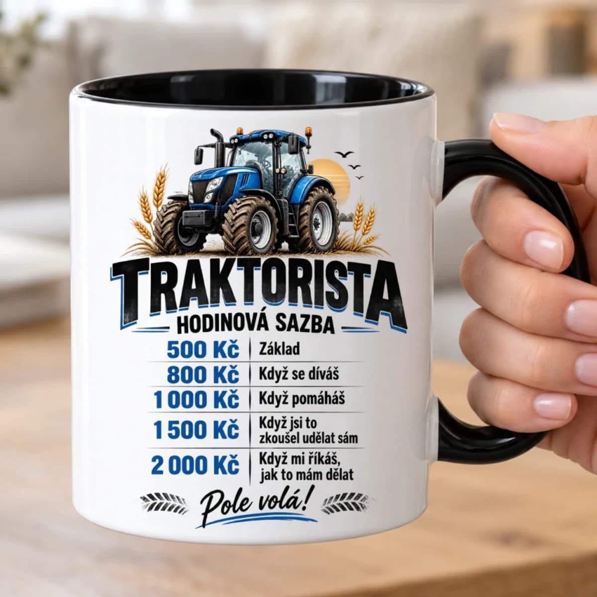 Vtipný hrnek pro traktoristu – Hodinová sazba