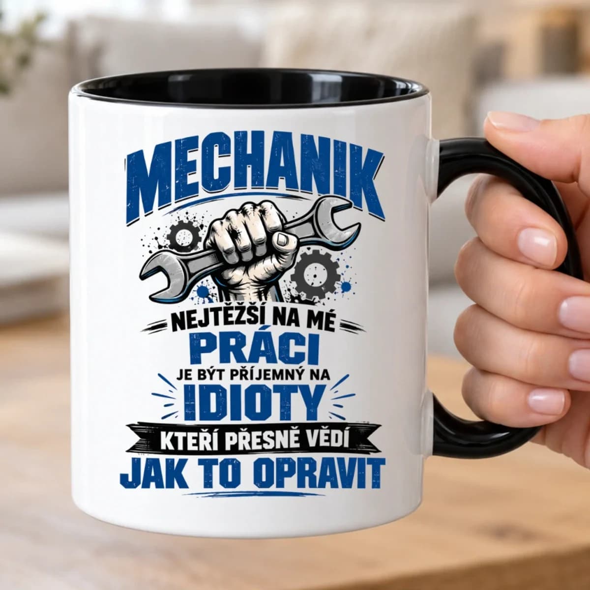 Vtipný hrnek pro mechanika – Nejtěžší na mé práci
