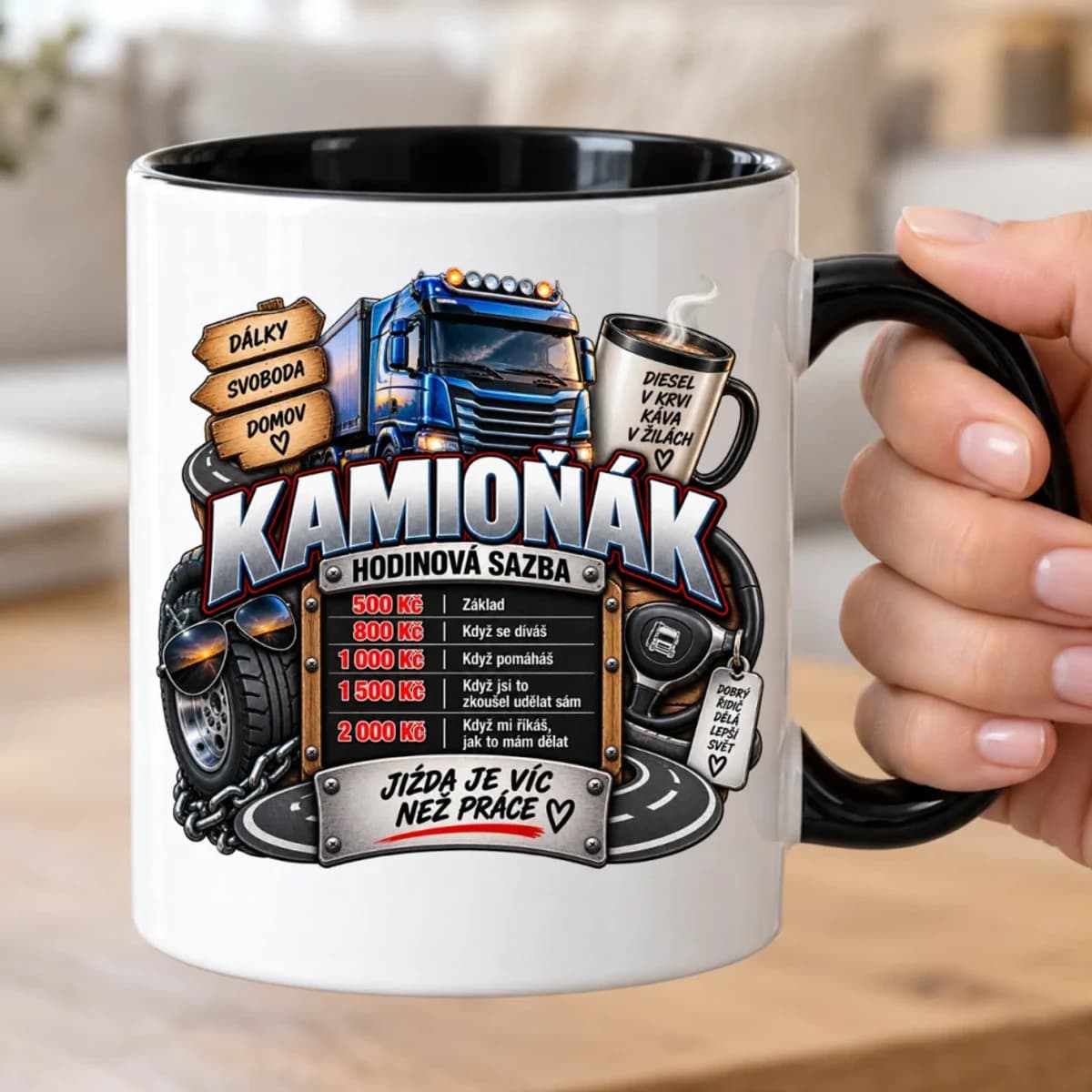 Vtipný hrnek pro kamioňáka – Hodinová sazba