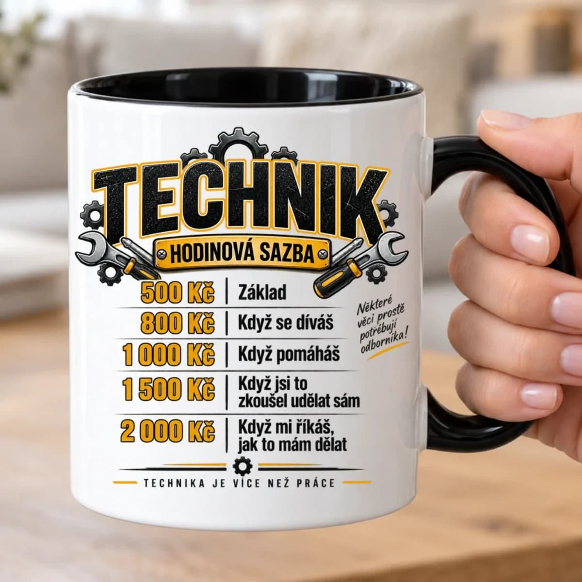 Vtipný hrnek pro technika – Hodinová sazba