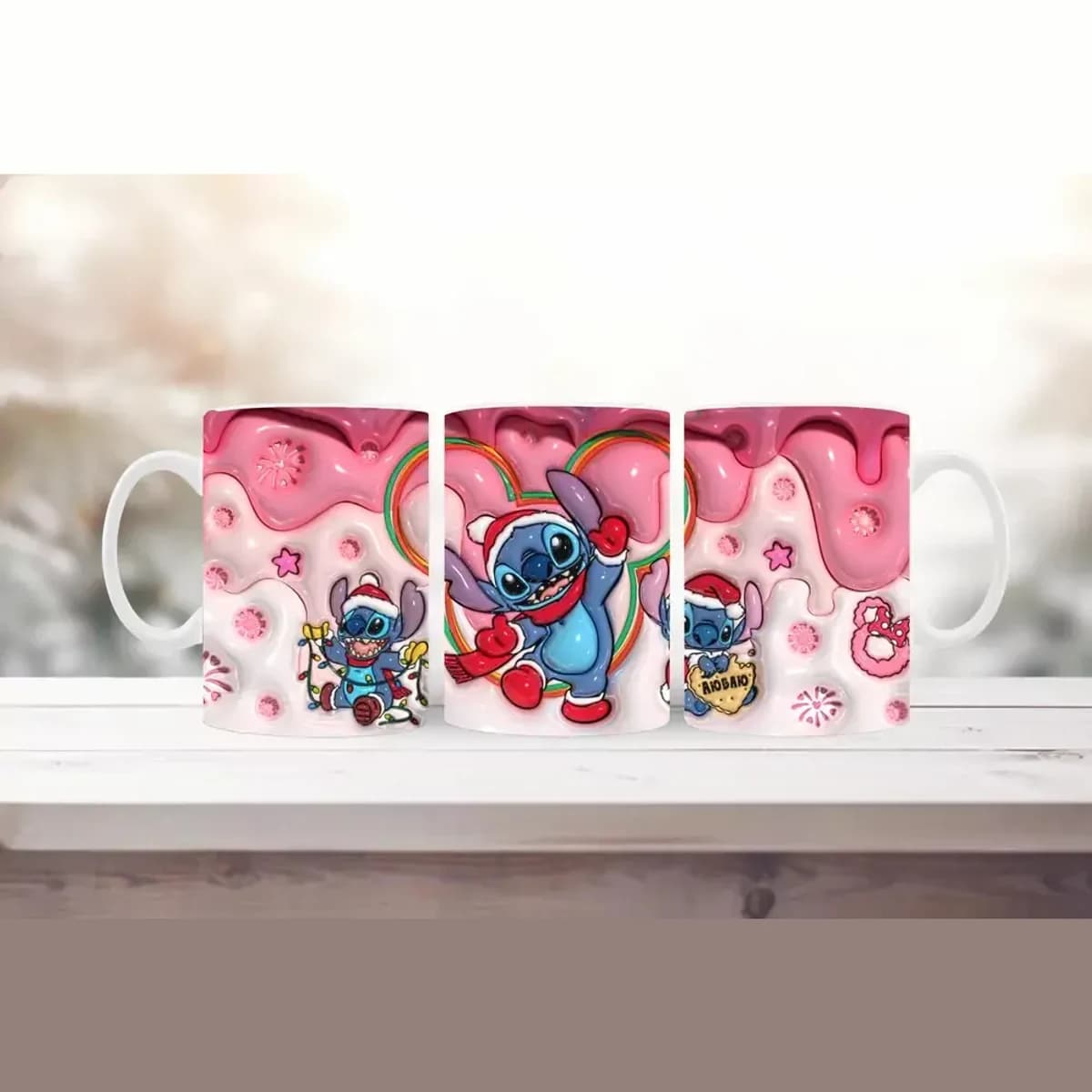 Sladký Stitch ve vánočním cukroví – hrnek