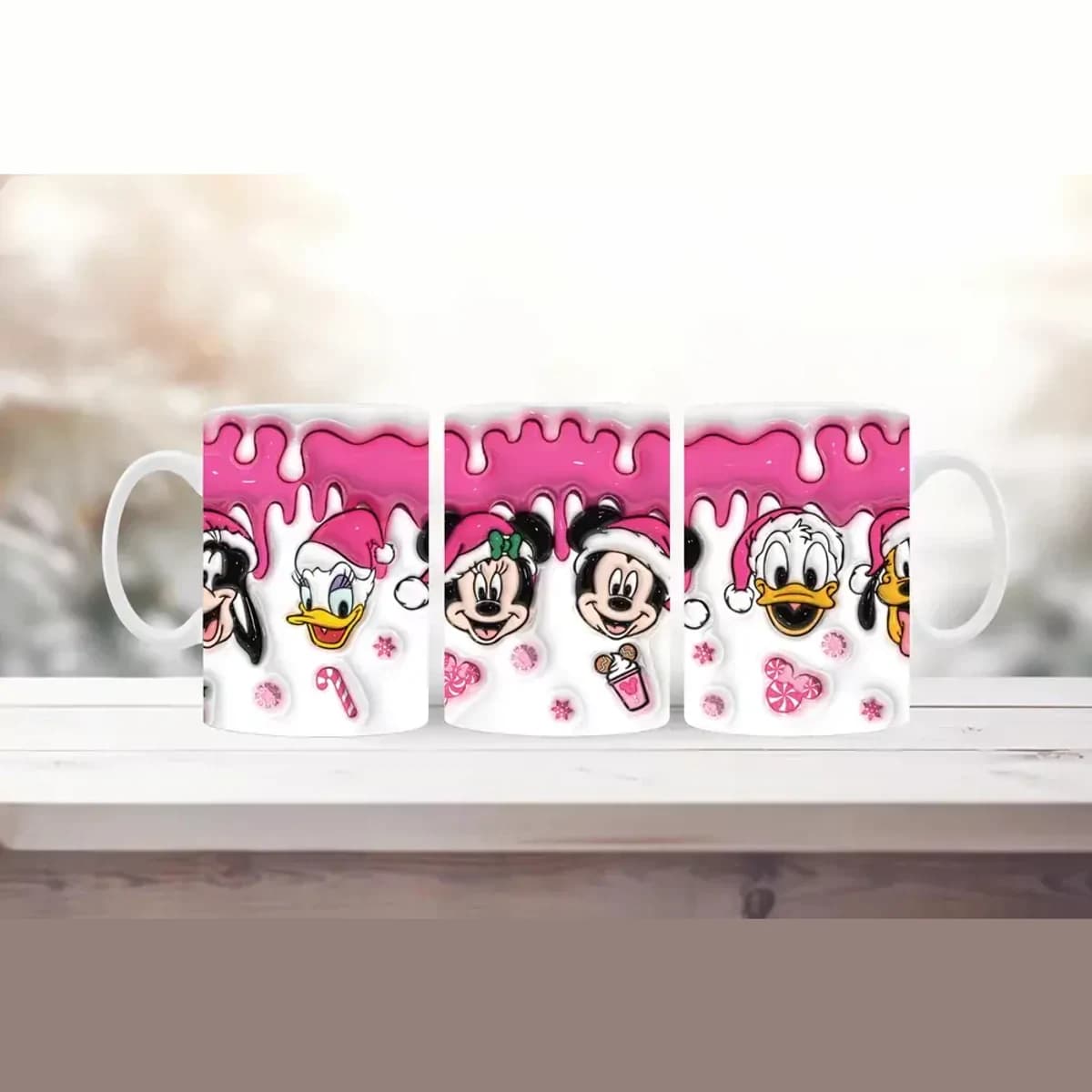 Disney vánoční radost – hrnek s růžovou polevou (330 ml)