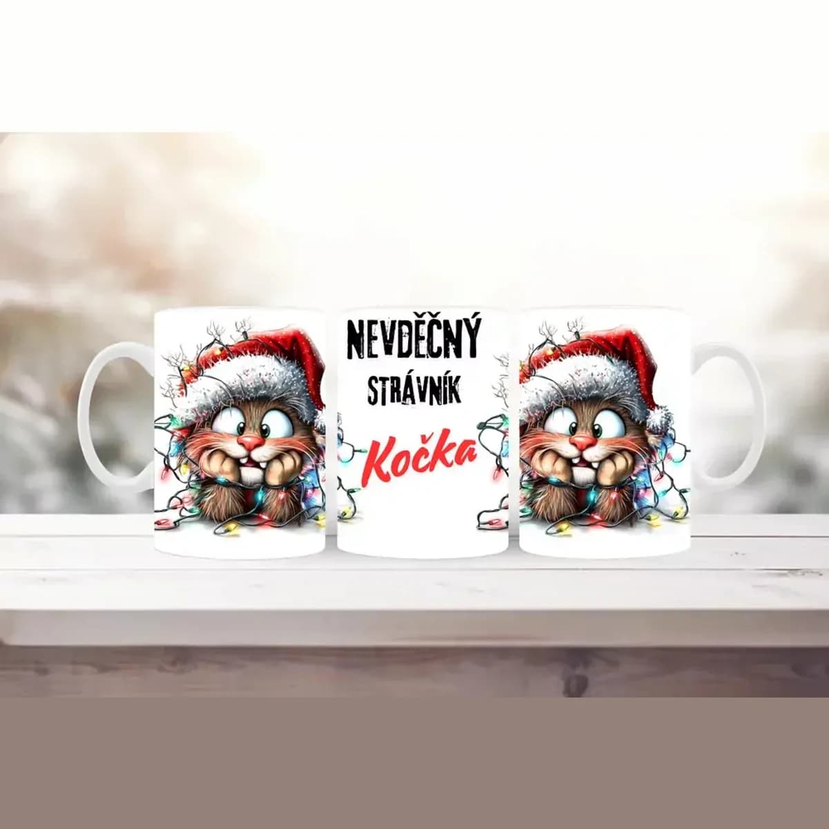 Vánoční rodinný hrnek kočka