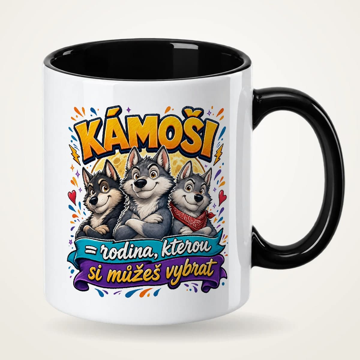 Hrnek s černým uchem pro kamaráda – Kámoši, rodina, kterou si můžeš vybrat