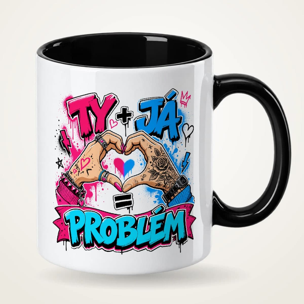 Hrnek s černým uchem – Ty + já = problém