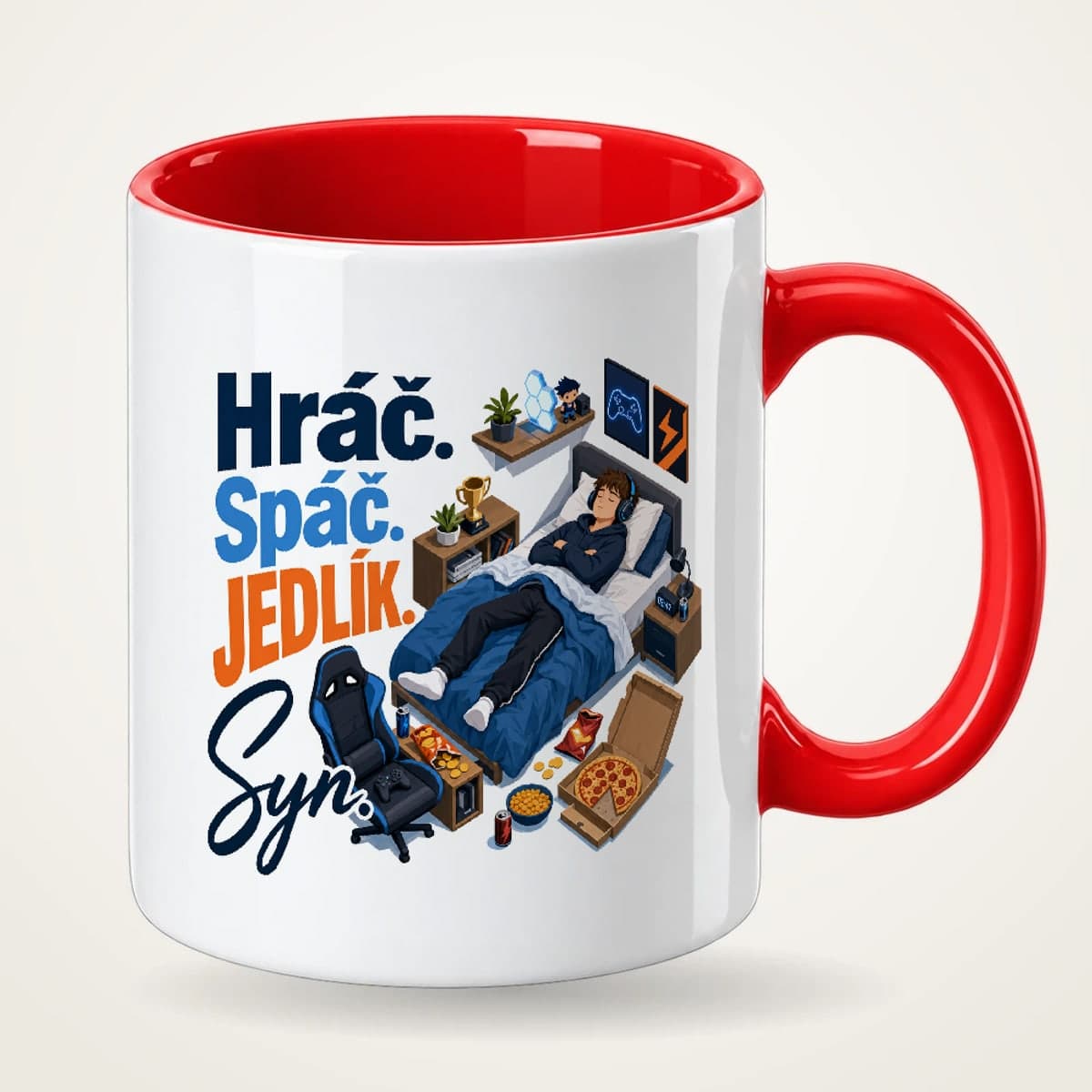 Hrnek s červeným uchem – Hráč, spáč, jedlík – syn