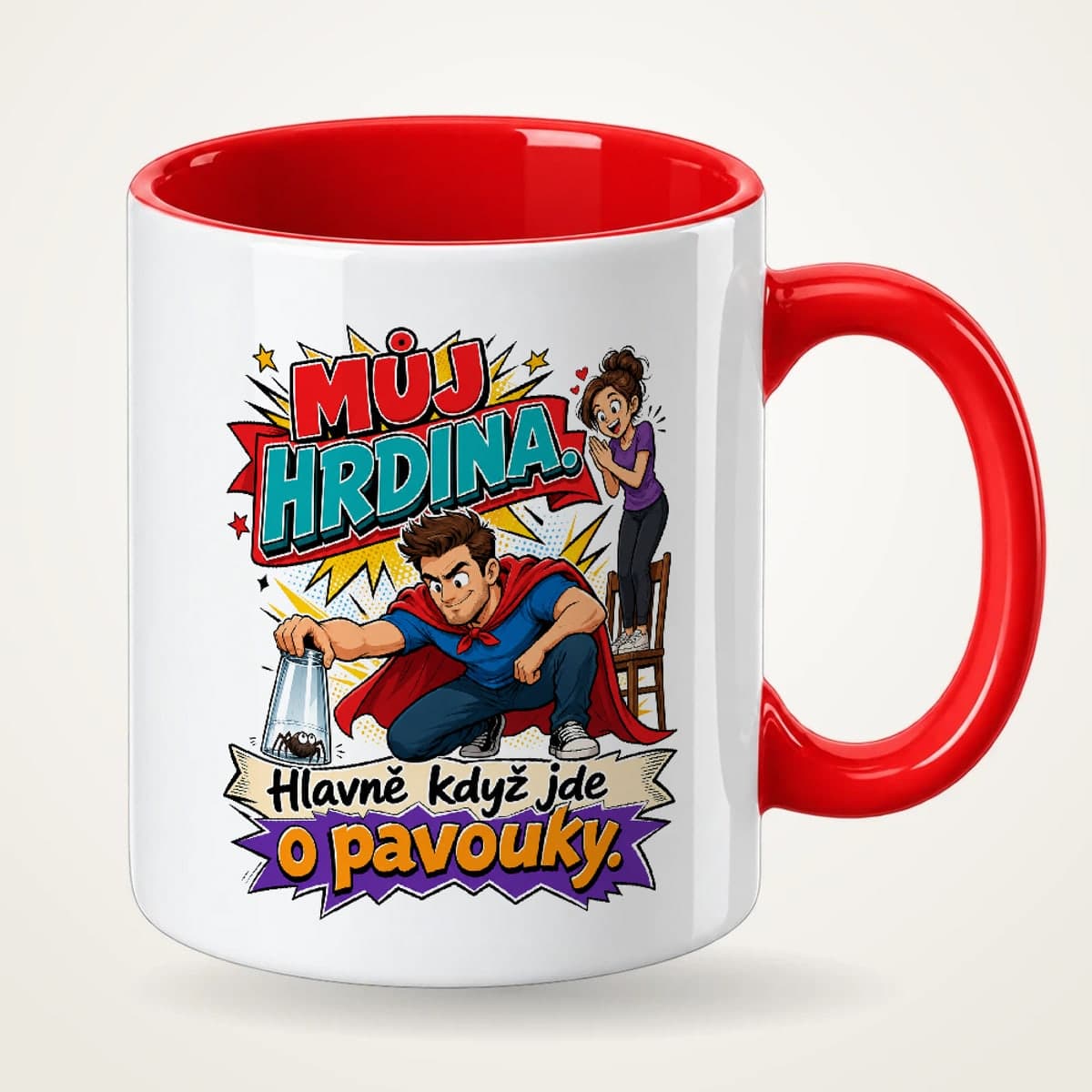 Hrnek s červeným uchem – Můj hrdina – hlavně když jde o pavouky