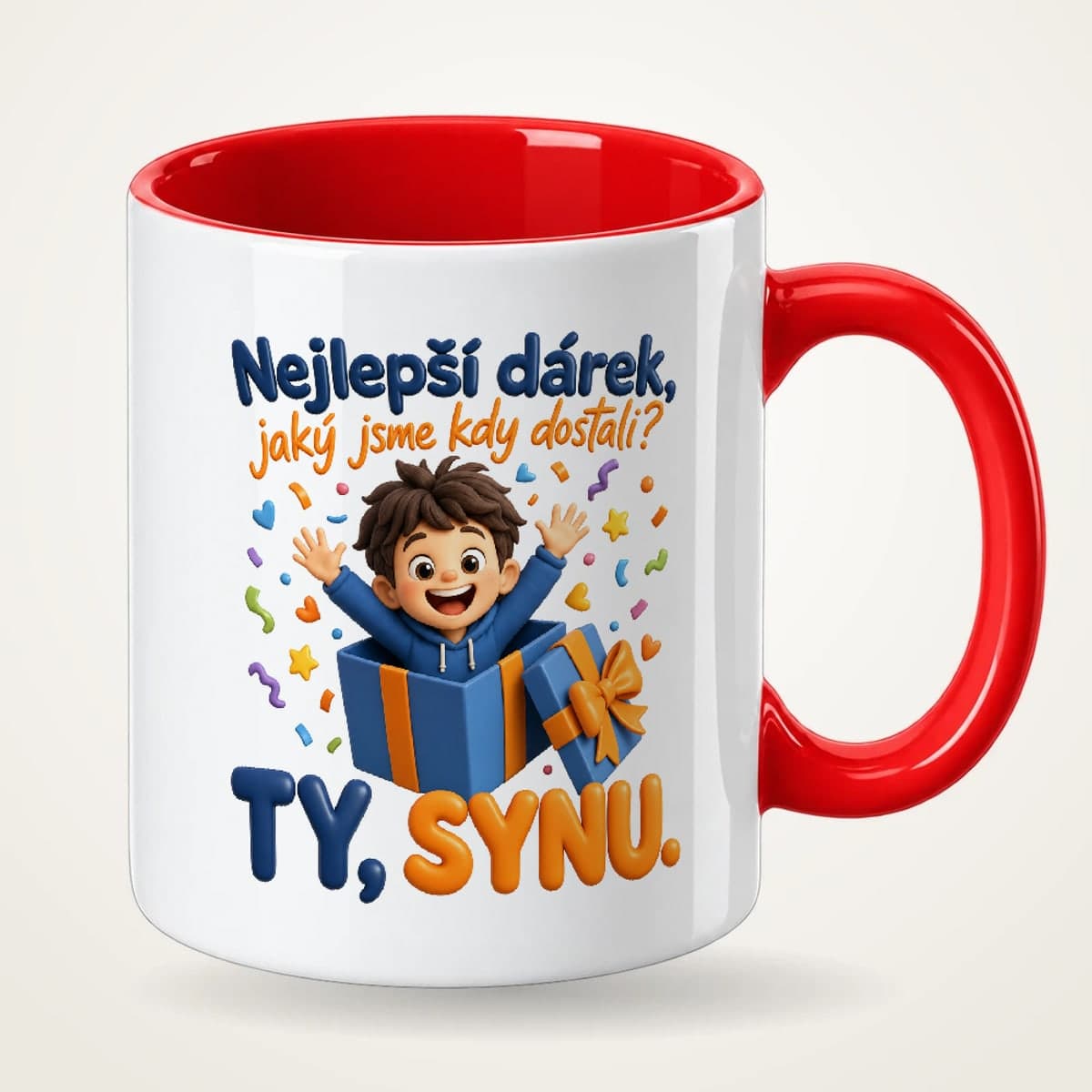 Hrnek s červeným uchem – Nejlepší dárek, jaký jsme kdy dostali? Ty, synu