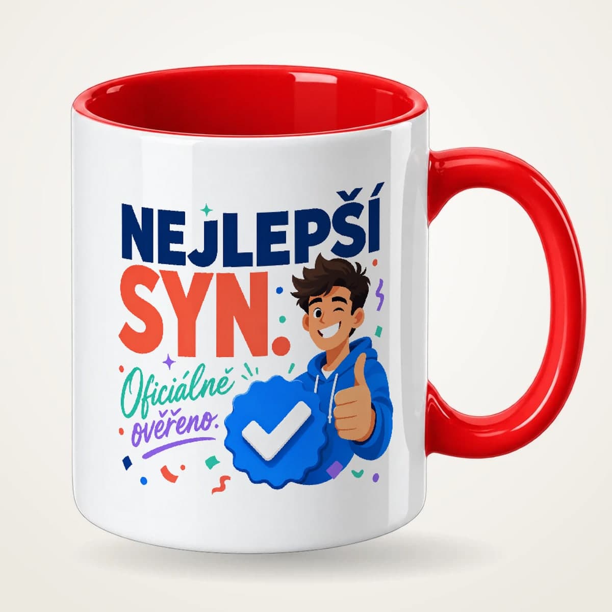 Hrnek s červeným uchem – Nejlepší syn – oficiálně ověřeno