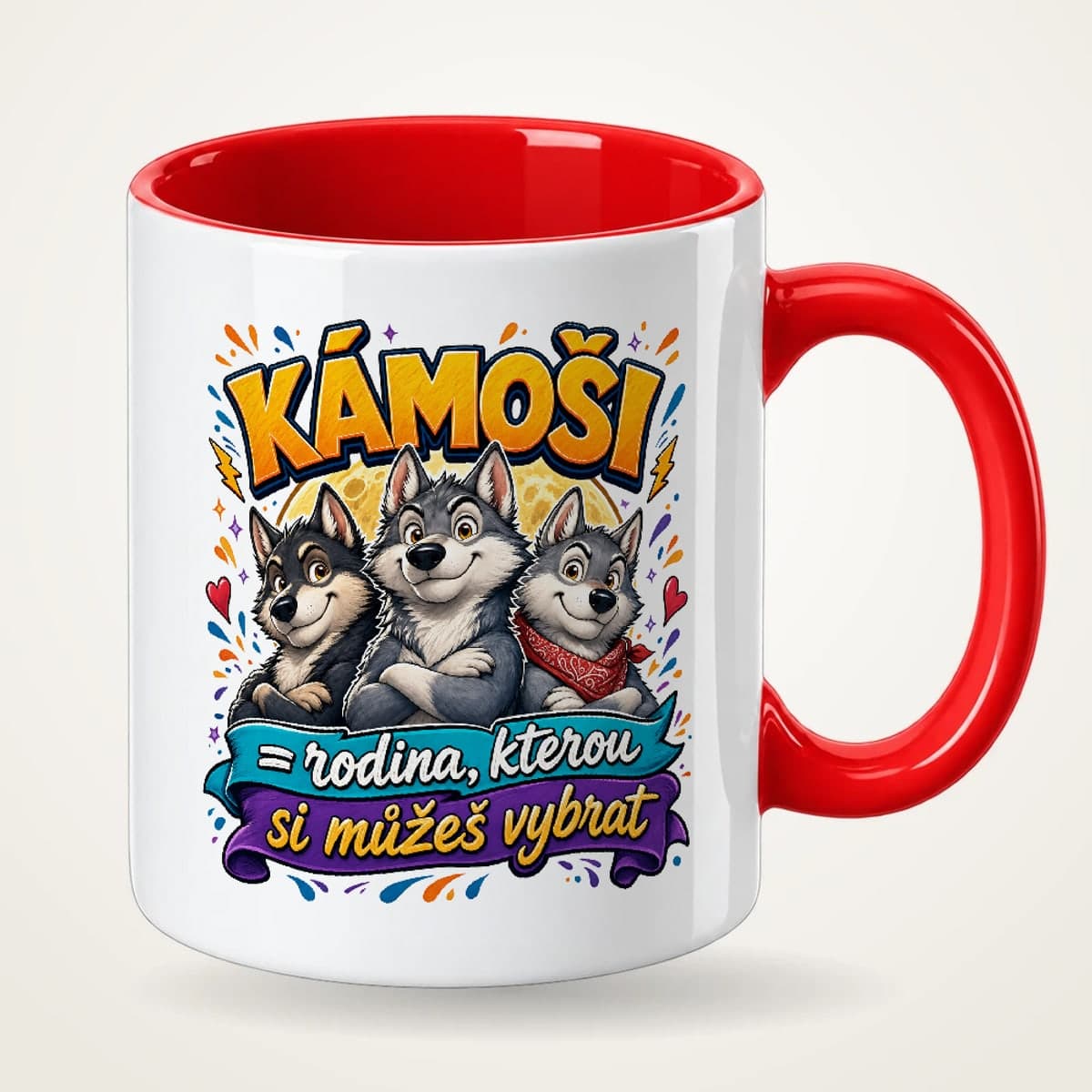 Hrnek s červeným uchem pro kamaráda – Kámoši, rodina, kterou si můžeš vybrat