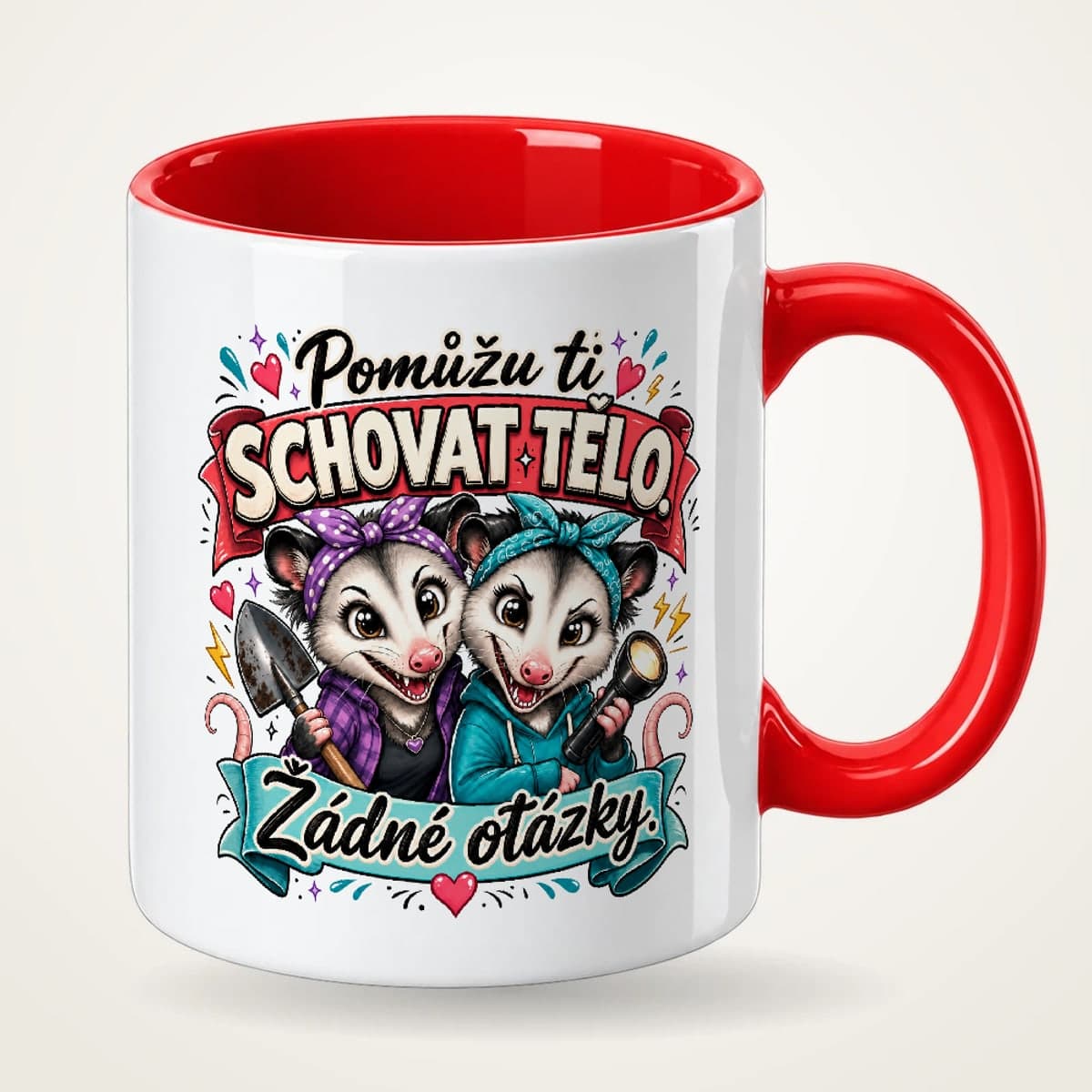 Hrnek s červeným uchem pro kamarádku – Pomůžu ti schovat tělo