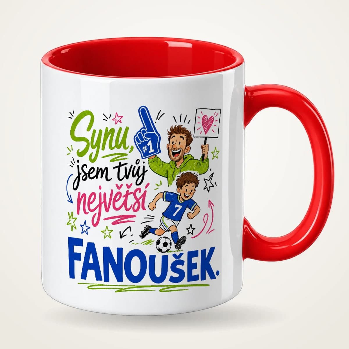 Hrnek s červeným uchem – Synu, jsem tvůj největší fanoušek