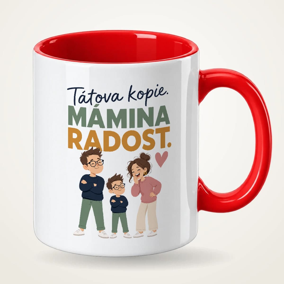 Hrnek s červeným uchem – Tátova kopie, mámina radost