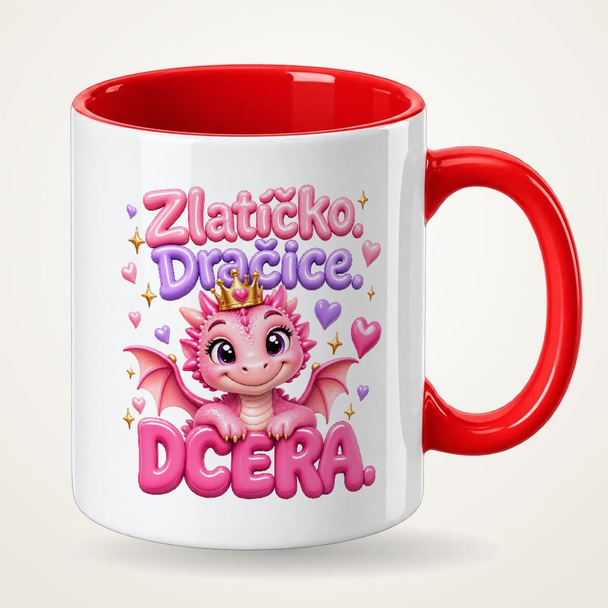 Hrnek s červeným uchem – Zlatíčko, dračice, dcera