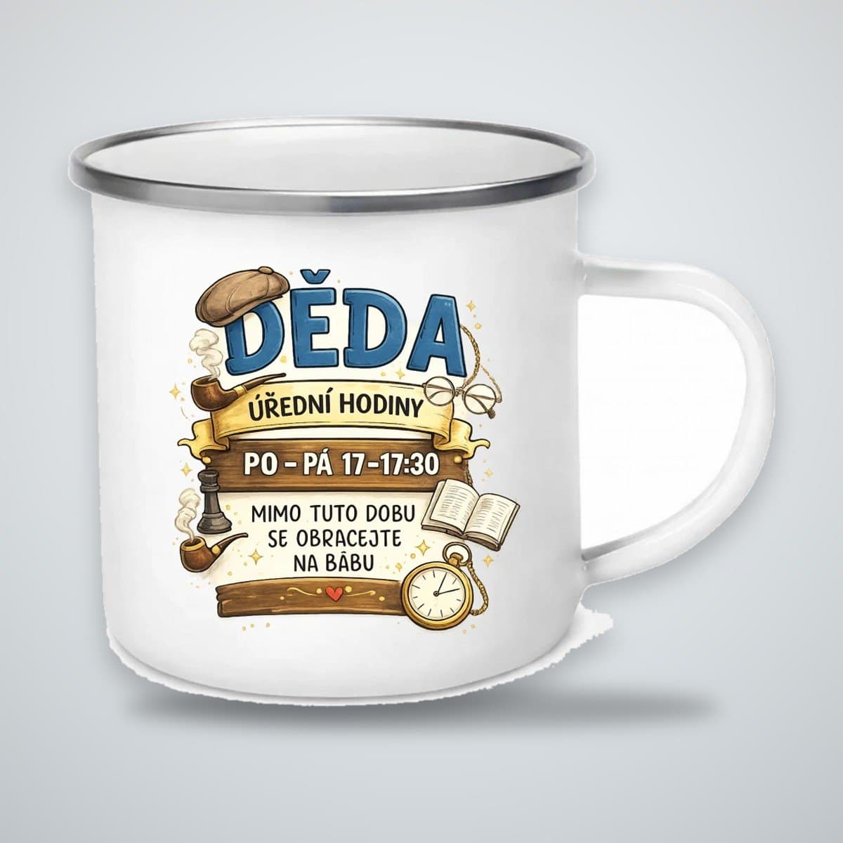 Smaltovaný hrnek – Děda, úřední hodiny