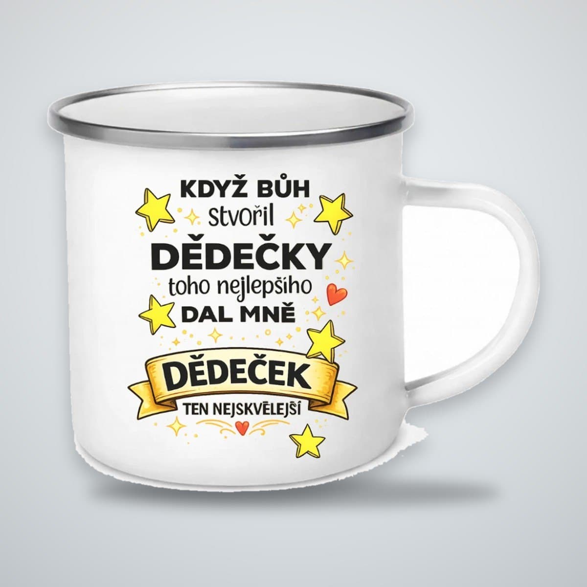Smaltovaný hrnek Když Bůh stvořil dědečky