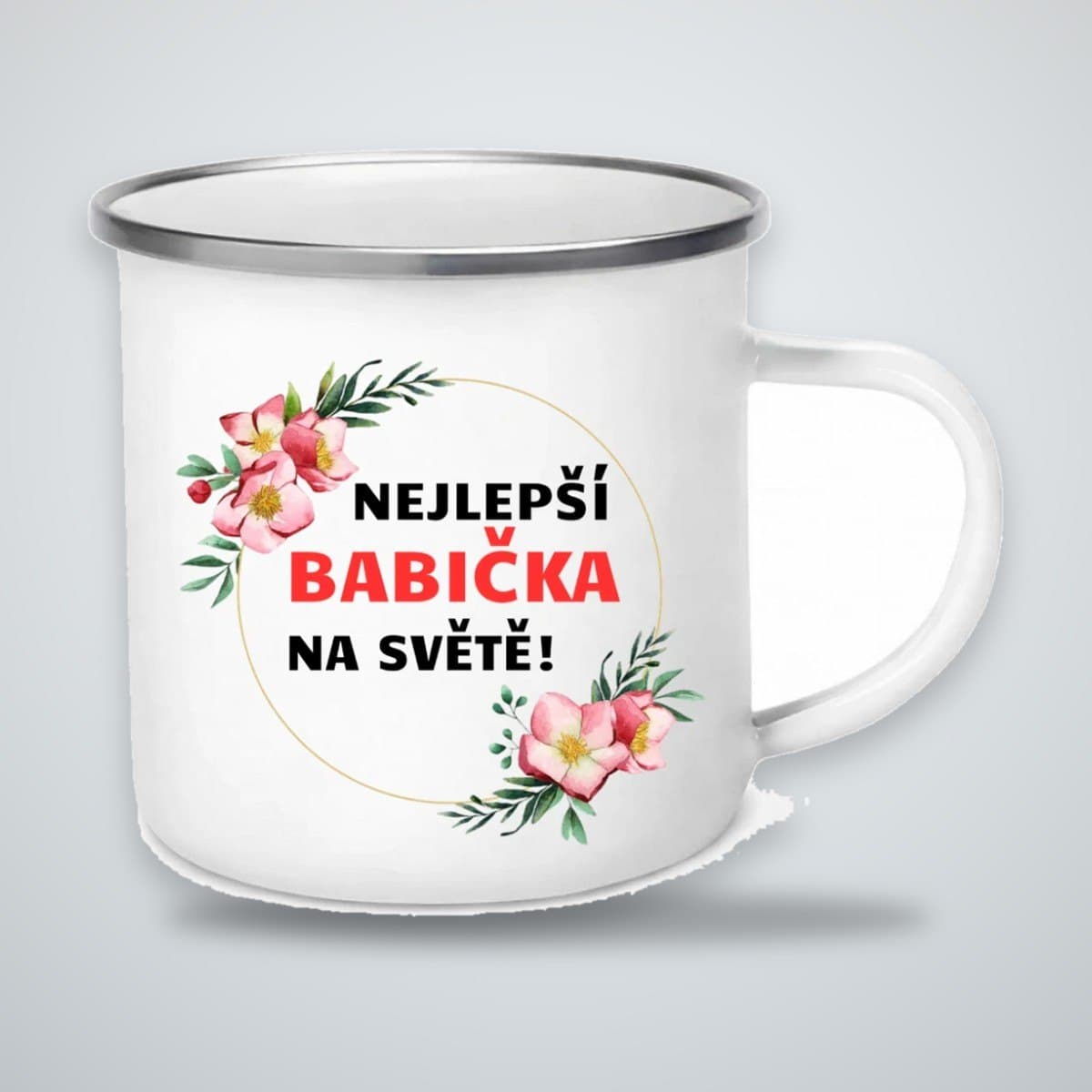 Plecháček Nejlepší babička na světě | květinový motiv | 340 ml