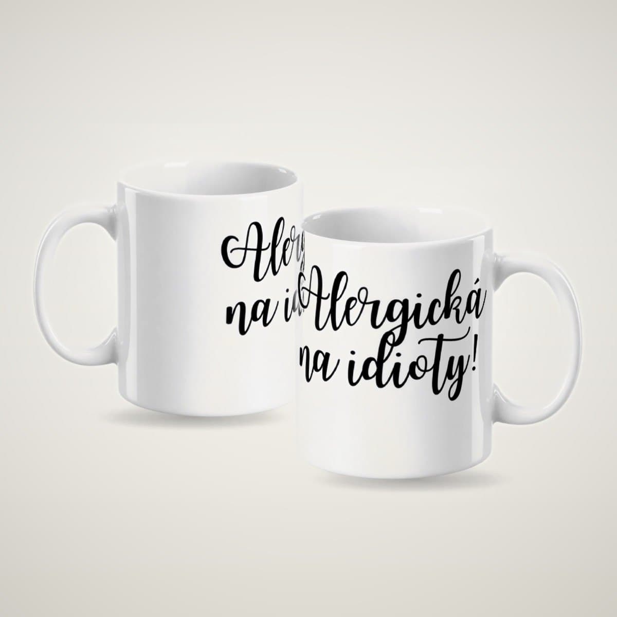 Keramický hrneček 200 ml – „Alergická na idioty!“