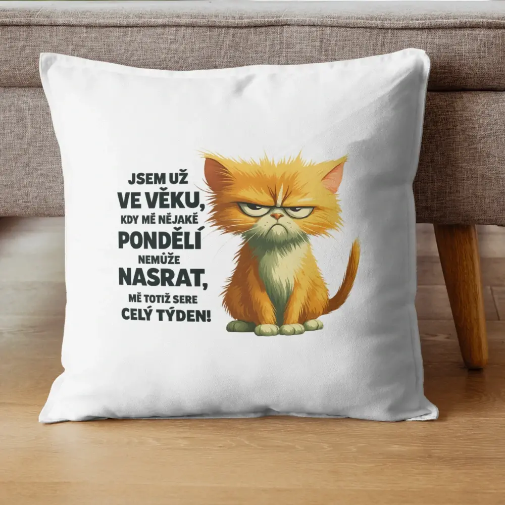 Dekorační polštář Pondělí mě nemůže nasrat