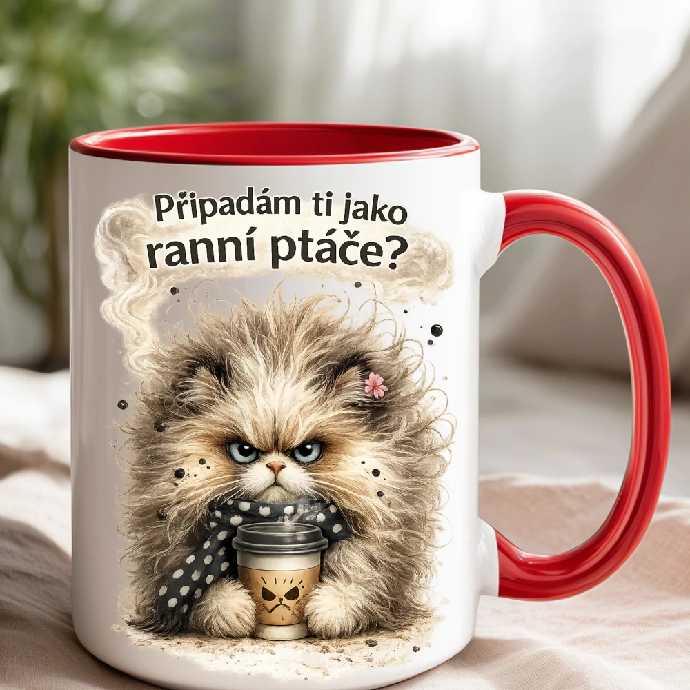 Hrnek Ranní ptáče potřebuje kávu | Vtipný hrnek na ráno