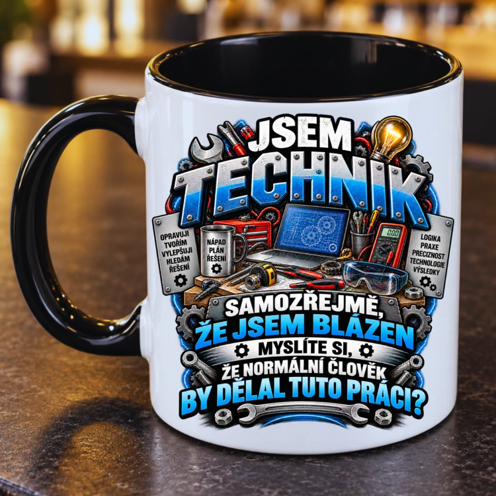 Hrnek pro technika – Jsem technik, samozřejmě že jsem blázen