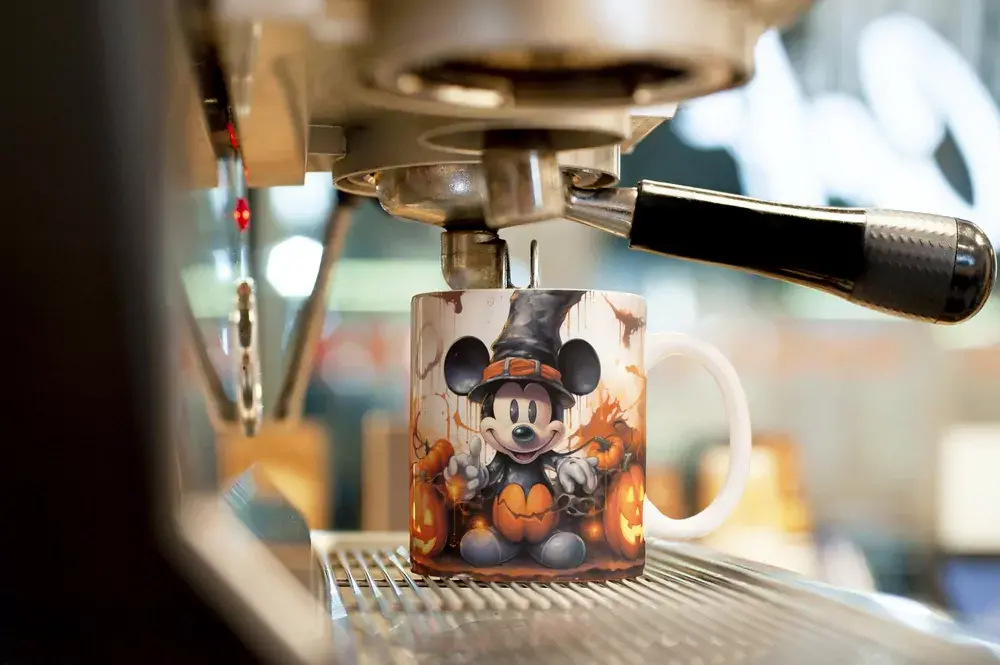 🎩 Mickey Mouse v Halloweenském kostýmu – Hrneček plný zábavy 🎃